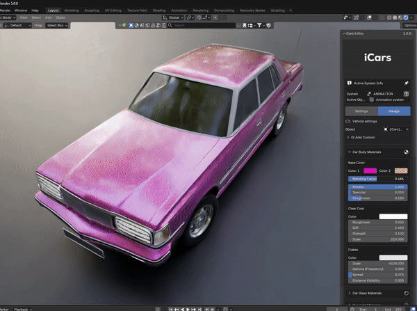 Vehicle Materials Settings